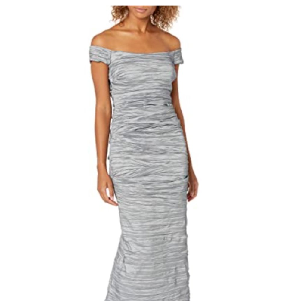 COPY - Alex Evenings Platinum Taffeta Evening Gown Sz 16